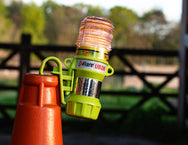 Eflare UB280 Series LED Safety Beacon attached to a traffic cone with cone clip outdoors - imagen 6