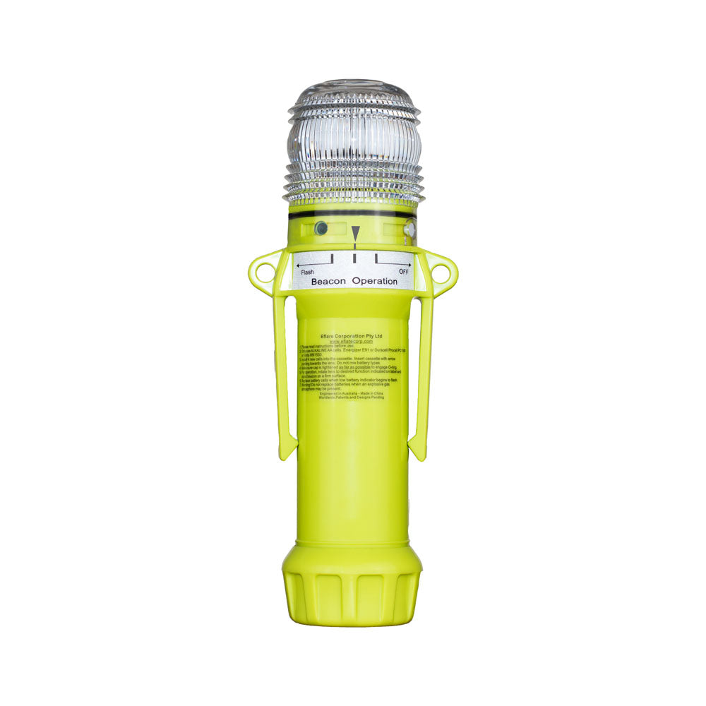 Eflare UB293 LED safety beacon, angled side view showing product label - imagen 3