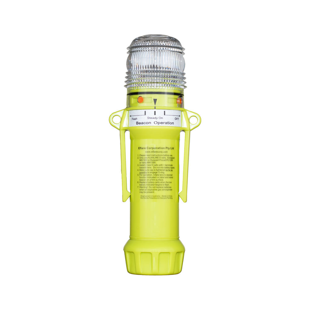 Eflare UB710 Flash-Only LED Safety Beacon, front view showing clear lens and fluoro yellow housing - imagen 3