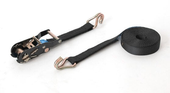 25mm ratchet straps featuring ratchet strap hooks (Black)