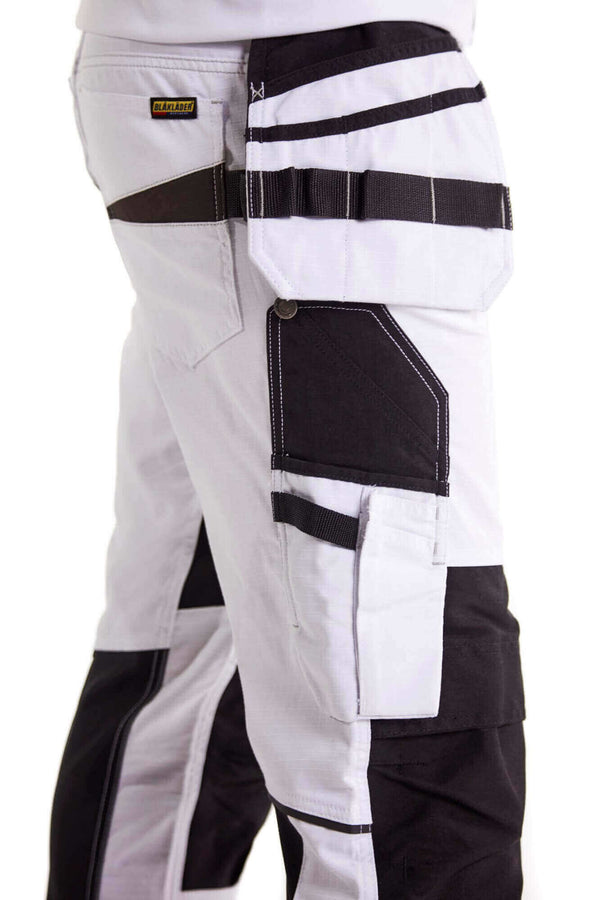 White Painters Work Trousers Mens Lightweight Durable Industrial kneePad  Pockets