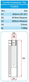 Doughty Combi Top– A 29mm receiver with the option of receiving 19mm spigots. Fit 32mm diameter tube. Complement Doughty large selection of lighting stands. – Now available at MTN Shop EU.