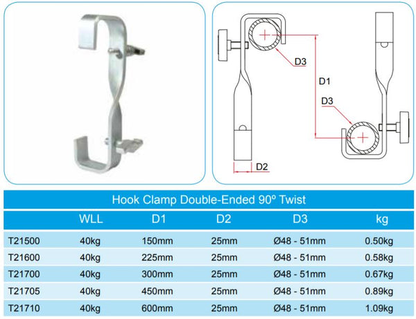 Doughty Hook Clamp (Steel)- Double Ended 90° Twist- MTN Shop EU