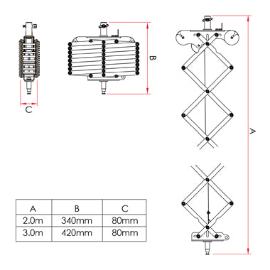 Doughty lichtgewicht pantograaf (verlichtingsophanging) -2m/3m hoogte - imagen 4