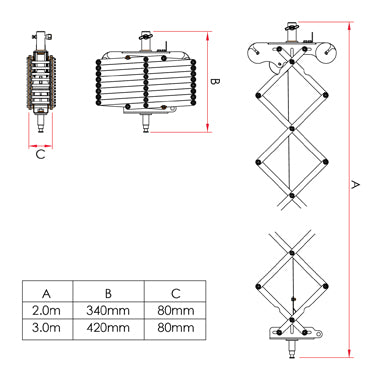 Doughty Lightweight Pantograph (Lighting Suspension) -2m/3m Height