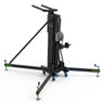 Kuzar Tower Lift K-57– Weighing only 223kg it is capable of lifting 500kg to a height of 7m in dynamic mode and a massive 1200kg if used in structural mode. Structural mode is when the lifter is cranked up to the desired height without anything except a manual/electric hoist attached to the forks and then the load is elevated by the hoist. – Now available at MTN Shop EU.
