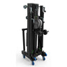 Kuzar Tower Lift K-57– Weighing only 223kg it is capable of lifting 500kg to a height of 7m in dynamic mode and a massive 1200kg if used in structural mode. Structural mode is when the lifter is cranked up to the desired height without anything except a manual/electric hoist attached to the forks and then the load is elevated by the hoist. – Now available at MTN Shop EU.