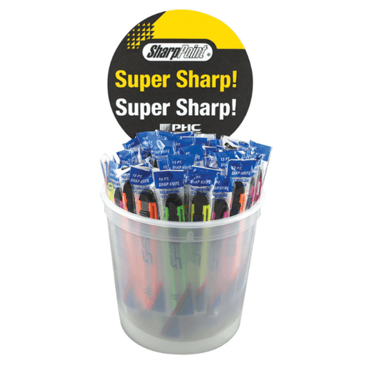 Counter Top Display Bucket w/ 75 Assorted Snap Off Knives