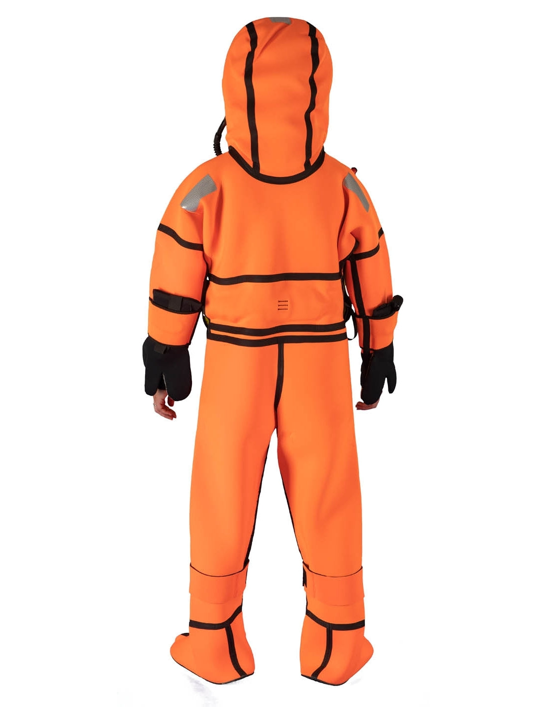 Hansen Protection SeaArctic Taucheranzug 82607– SeaArctic is a further development of our SeaNordic suit with some important additional features. The suit has a certified, integral self-righting device that turns the wearer around to the correct face-up flotation position, even if the wearer is unconscious. The user can also manually inflate the bladder in the hood for increased water tightness around the face, improved flotation and freeboard. The suit has a 6-hour certification and can be used without a l - imagen 3