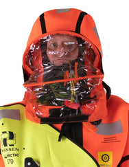 Hansen Protection SeaArctic Taucheranzug 82607– SeaArctic is a further development of our SeaNordic suit with some important additional features. The suit has a certified, integral self-righting device that turns the wearer around to the correct face-up flotation position, even if the wearer is unconscious. The user can also manually inflate the bladder in the hood for increased water tightness around the face, improved flotation and freeboard. The suit has a 6-hour certification and can be used without a l - imagen 9
