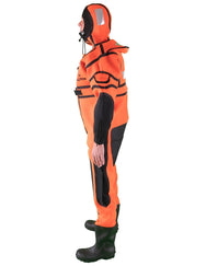 Hansen Protection SeaMob Anti Exposure Suit AES 82650– A suit specifically designed for rescue personnel on evacuation of ships and for use in MOB boats. SeaMOB is manufactured in 3 mm flame retardant, waterproof neoprene that provides insulation and buoyancy and is certified for use without lifejacket. The suit has an integrated, manual inflatable lung for proper flow position and increased freeboard. Fixed neoprene boots on the suit can be used in combination with fins. – Now available at MTN Shop EU. - imagen 2