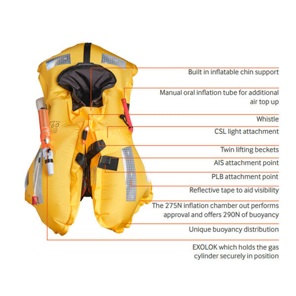 Crewsaver Crewfit 275N XD Fish Farm Auto Life Vest 83287– An automatic inflatable lifejacket designed in conjunction with leading fish farm operatives, the bespoke Crewfit 275N XD lifejacket is modified specifically for fish farm use. This ISO approved lifejacket includes all the same high specification features as the standard Crewfit 275N XD - but with the enhanced option to include attachment points to accommodate an easy access radio and quick release knife. Important additions for those operating remot - imagen 3