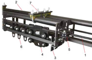 Doughty gordijnrailset (zes sporen). Lijnbediend systeem met overlap. 4m-16m lengte. Geleverd door MTN Shop EU