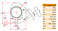 Pince à déclenchement rapide Doughty 48-80 mm (certifiée TÜV) – Convient aux tubes de ⌀48-80 mm. Construit en aluminium à haute résistance. Une grande poignée Easy-grip est installée pour faciliter l’utilisation. Largeur : 30 mm. Expédition rapide et internationale – Maintenant disponible sur MTN Shop EU. - imagen 3