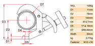 Pince à crochet Doughty Quick Trigger® 48-80 mm – La pince à crochet Titan Quick Trigger est fournie avec un écrou à oreilles et une fixation par boulon M12. Convient aux tubes ⌀48-80 mm. Construit en aluminium à haute résistance. – Maintenant disponible sur MTN Shop EU. - imagen 3