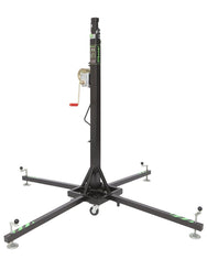 Kuzar Tower Lift K-3– Weighing only 41kg the K-3 is capable of lifting 125kg to a height of 5.35m. The K-3 is a compact lifting tower, reaching an important 5.35 meters of maximum height. This tower is also intended for the lifting of lightweight structures, but it already adds a much more robust base of square steel profiles with four wheels that makes transportation a child’s play, mounts four legs with adjustable non-slip rubber plates. Safety is provided by the automatic KAT trigger that locks the secti