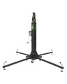 Kuzar Tower Lift K-8– Weighing only 124kg the K-8 is capable of lifting 300kg to a height of 6.4m. The K-8 is the most powerful telescopic tower in this range, designed to lift all types of structures and lighting systems, intended for heavy loads from 300kg to 6.5m high. Thanks to its robust and heavy steel base, it gains stability and strength that does not have any of its category, composed of five telescopic steel profiles. The 4 mount legs are longer than its predecessors, with adjustable non-slip rubb