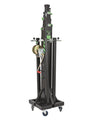 Kuzar Tower Lift K-8– Weighing only 124kg the K-8 is capable of lifting 300kg to a height of 6.4m. The K-8 is the most powerful telescopic tower in this range, designed to lift all types of structures and lighting systems, intended for heavy loads from 300kg to 6.5m high. Thanks to its robust and heavy steel base, it gains stability and strength that does not have any of its category, composed of five telescopic steel profiles. The 4 mount legs are longer than its predecessors, with adjustable non-slip rubb