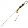 Adjustable static lanyard with integrated textile energy absorber