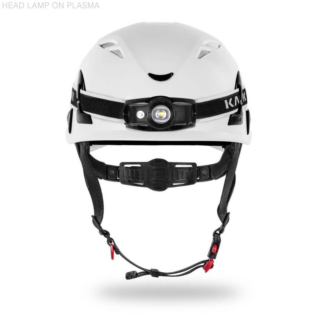 KASK Pannlampa KL1 – Kompakt LED-strålkastare med en effekt på 400 lumen. Designad med uppladdningsbara batterier. Fästs på alla KASK-hjälmar via huvudremmen eller medföljande overheadband. – Nu tillgänglig på MTN Shop EU. - imagen 2