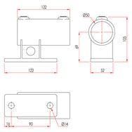 Key Clamp: Doughty Railing Side Support Vertical Base. Supplied by MTN Shop EU - imagen 2