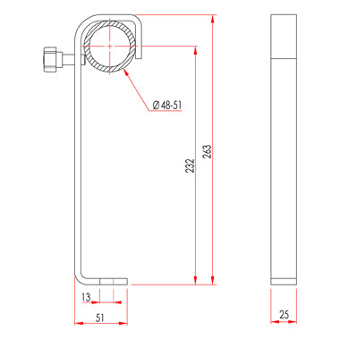 Hook Clamp (Extra Long) Dimensions