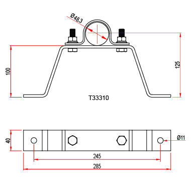 Doughty Pipe to Wall Brackets(Steel) fit ⌀48mm Bar and are offered by MTN Shop EU - imagen 3