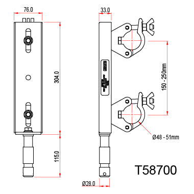 Fixed Ladder Truss Adaptor - ⌀28mm Spigot - Doughty  - imagen 3