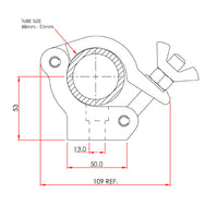 Pince d'entrée latérale standard Doughty (aluminium) – Idéale là où la hauteur est limitée et où une pince qui englobe entièrement le tube est requise. Convient aux tubes ⌀48-51 mm. Charge maximale : 750 kg. – Maintenant disponible sur MTN Shop EU. - imagen 3